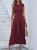 Women's Sleeveless Waist-Hugging Long Dress - Summer/Autumn, Elegant European & American Style, Slimming Fit