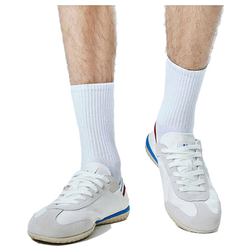 Kappa Fabric Suede Retro Running Shoes Non-Slip Wear-Resistant Low-Top Casual Shoes Unisex Sneakers White Red K0DX5BB03-012A