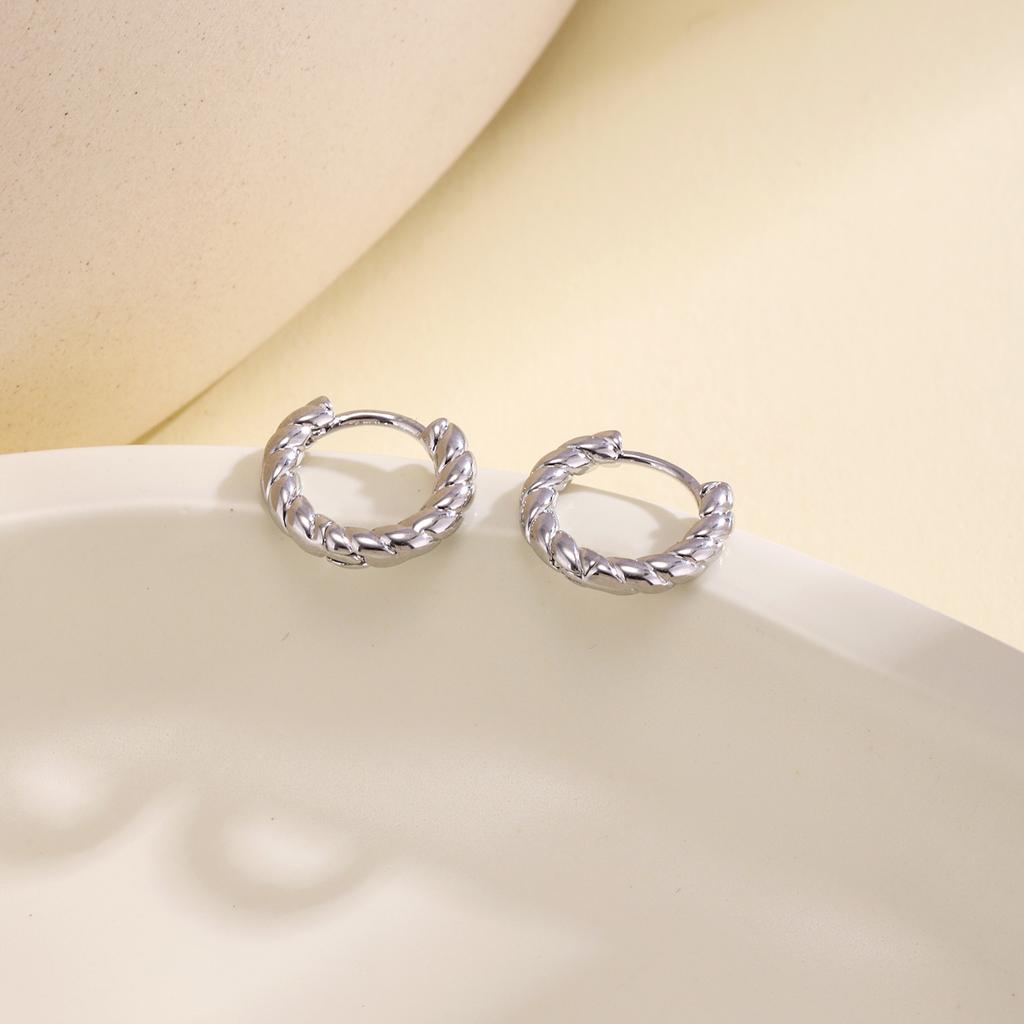 Nidin Trendy S/M/L Size Twisted Small Hoop Earrings For Women Minimalist Lightweight Comfortable Daily Wear Fashion Ear Jewelry