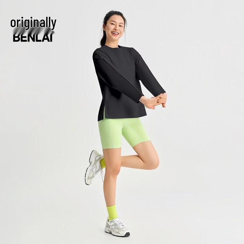 Benlai Women's Drop-Shoulder Loose Fit Long Sleeve Round Neck T-Shirt