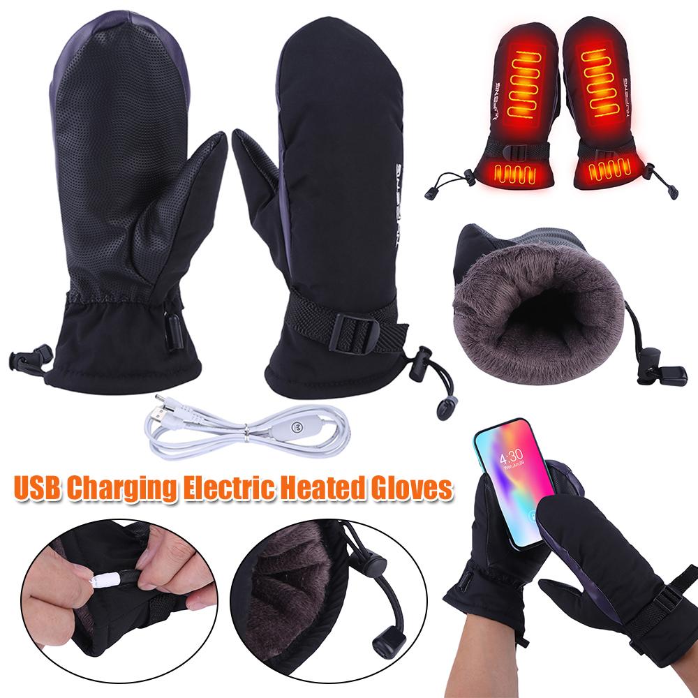 Electric Heating Gloves USB Charging Hand Warmer Gloves Waterproof 3 Gear Temperature for Outdoor Camping Hiking