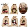 Portable Fabric Gift Holders Christmas Drawstring Bags, Small Festive Prints Burlap Treat Pouches for Durable Polyester Candy Jewelry And Party