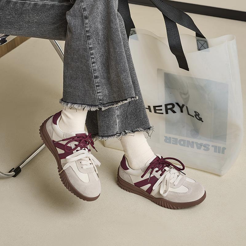 Augustus Dengde Training Shoes Women's 2025 New Spring Platform Sports Shoes Maillard Casual Retro Contrasting Color Board Shoes