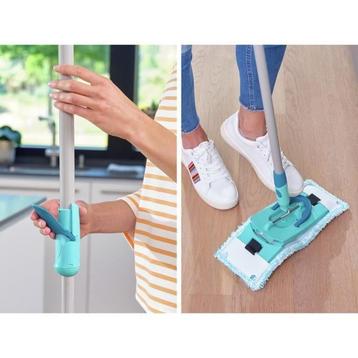 Set lave sol avec seau essoreur à roulettes Leifheit Clean Twist Ergo 52121, balais serpillière plat, manche télescopique 110-140cm