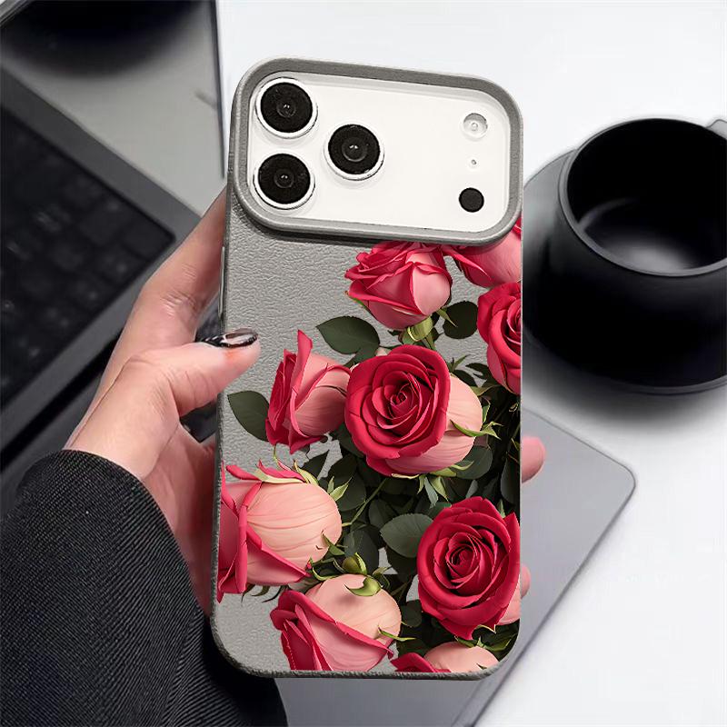 Luxury Rose Flower Phone Case For iPhone 17 Pro Max Funda iPhone 16 Pro Max 15 14 13 12 11 16e Air TPU Silicone Soft Cover Coque