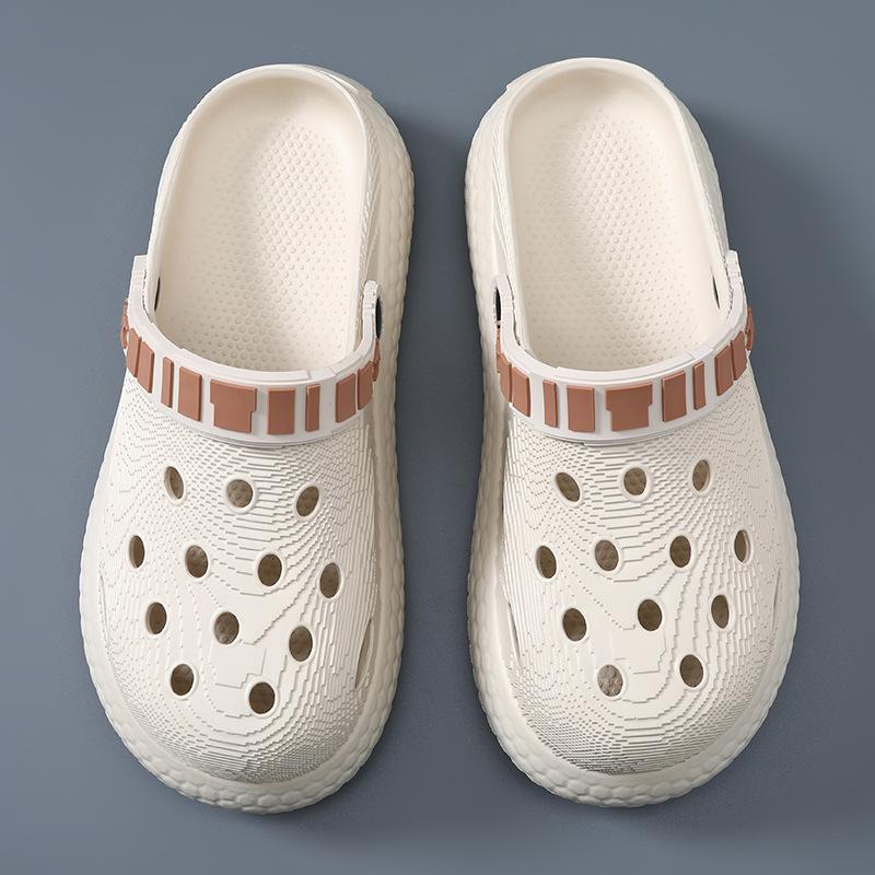 Hole Shoes Men's Summer Outer Wear Heightening Wear-resistant Non-slip Bag Head Drag EV Deodorant Breathable Fashion Sandals