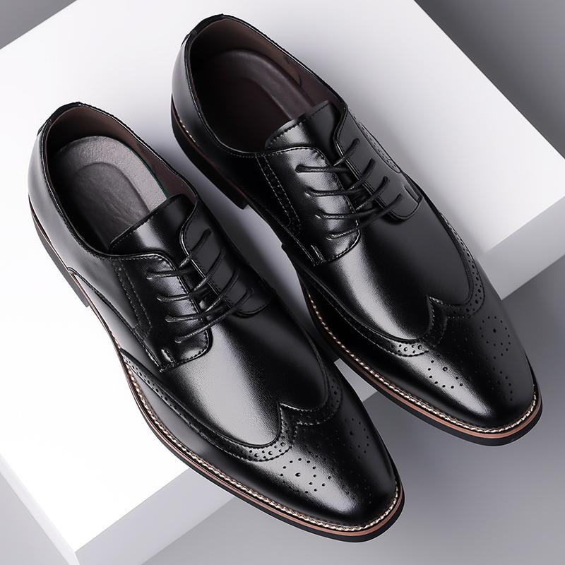 Men Formal Dress Shoe Black Leather Shoes Men Lace Up Point Toe Business Casual Shoes for Men Wedding Party Office shoes