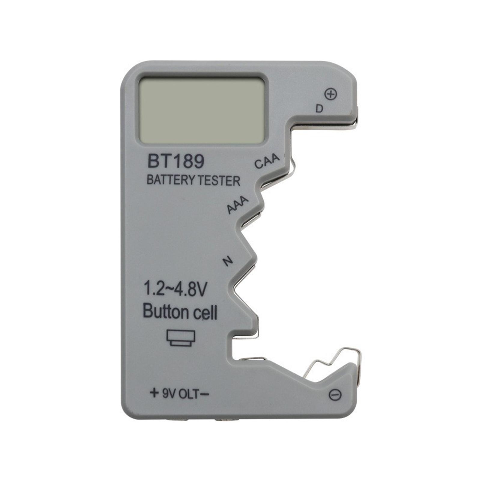 

9V Battery Tester Diagnostic Tool LCD Digital Display AA AAA Button Cell English срібло сірий колір
