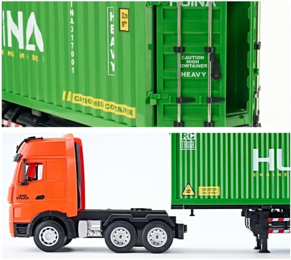 Huina Toys 1317 Scale 9Ch RTR Chassis Type 40ft Marine Container Trailer Radio Control 1/18 2.4GHz 3-Axis Head, 3-Axis (Green)