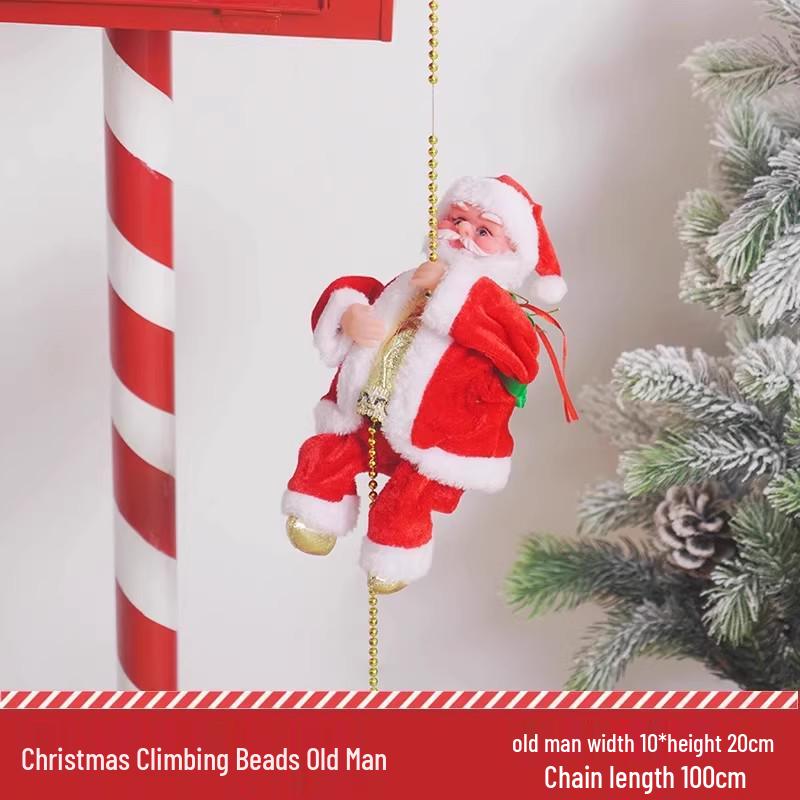 Santa Claus Climbing Rope Tree Ornaments - Christmas Wall Hanging Decorations