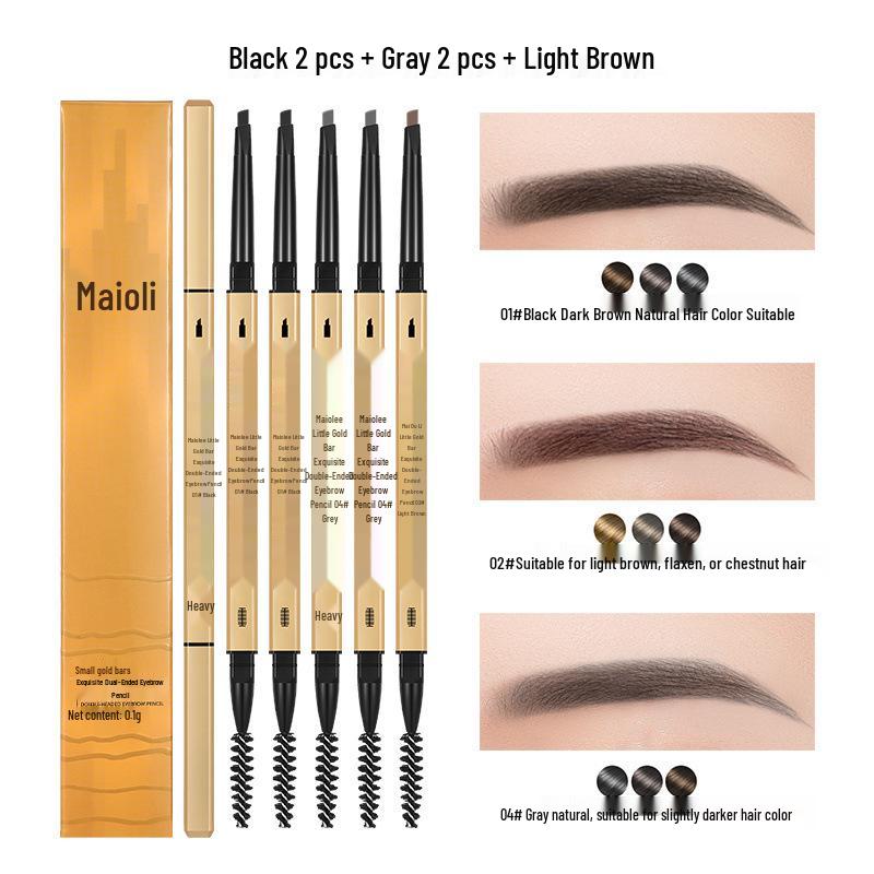 Ultra-Fine 3D Smudge-Proof Double-Ended Eyebrow Pencil with Triangle Tip