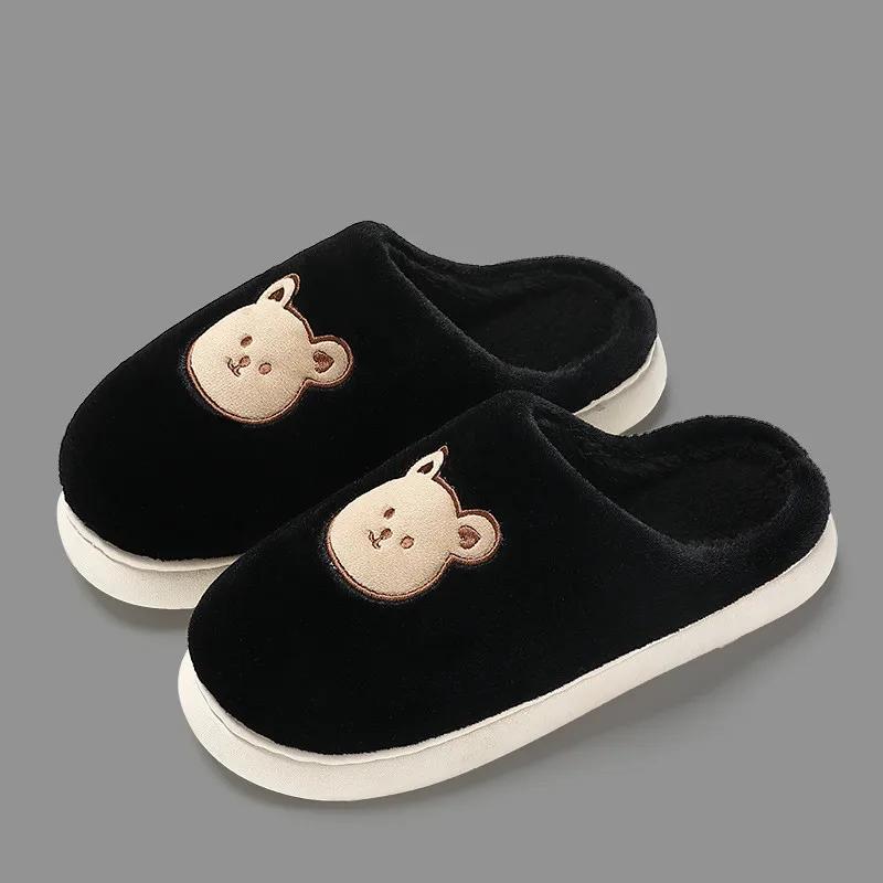 

Мужские зимние домашние тапочки Женские мягкие пушистые напольные туфли Милые мультяшные теплые плюшевые шлепанцы для пар Домашние комнатные нескользящие тапочки 36-37