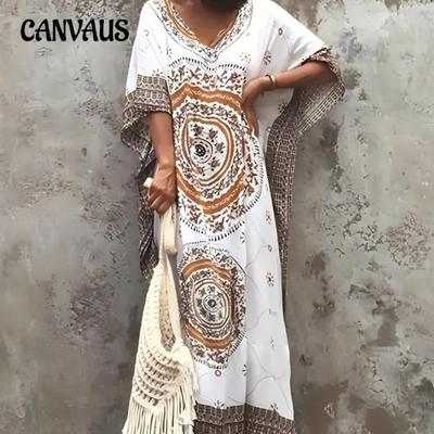 Women's Ethnic Beach Dress Printed Positioning Human Cotton Beach Hoodie Turkish Robe