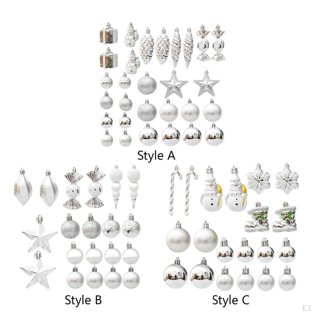 Christmas Baubles Hanging Pendants Silver Color Decorative Accessory Assorted for Fireplace Mantles