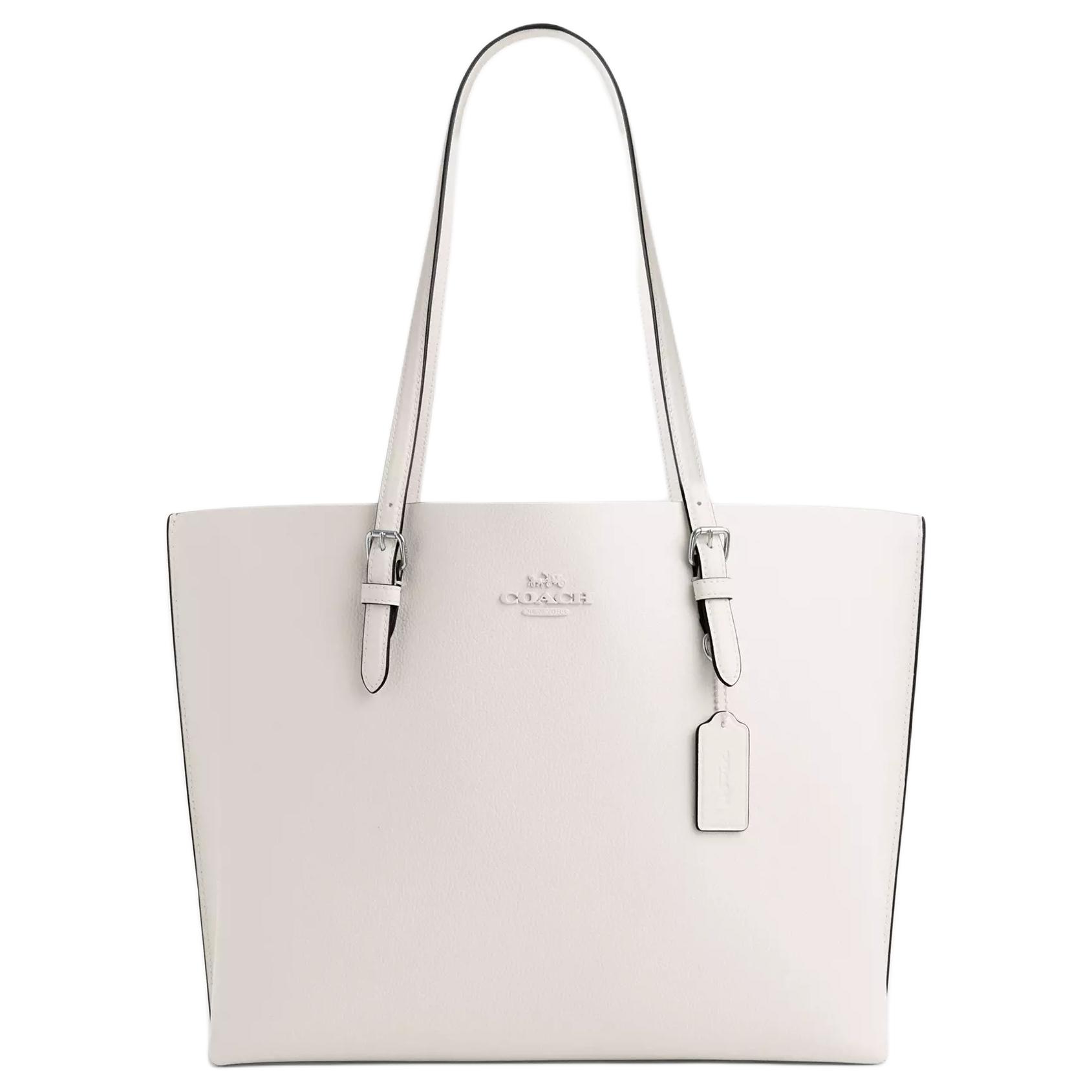 

Coach Mollie Logo Zip Closure Reversible Leather Tote Shoulder Bag Women bags Chalk-White CV968-SVHA