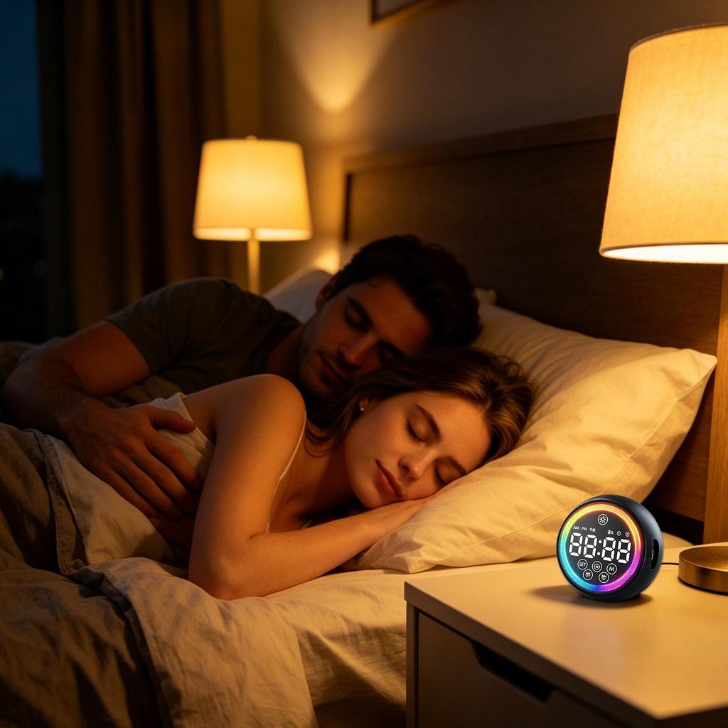 Digital Alarm Clock LED Display Portable Loud Sound Alarm Clock Speaker For Bedside Office Kitchen Bathroom Shelf Home Hotel