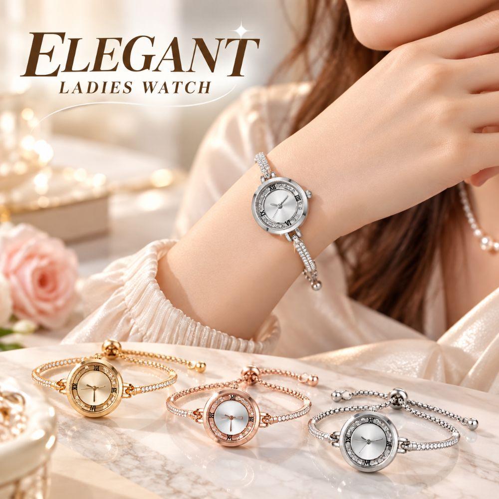 Rhinestone Kvarts Ure Diamantbesat Urrem Håndledsdekoration Dame Armbåndsur Gave