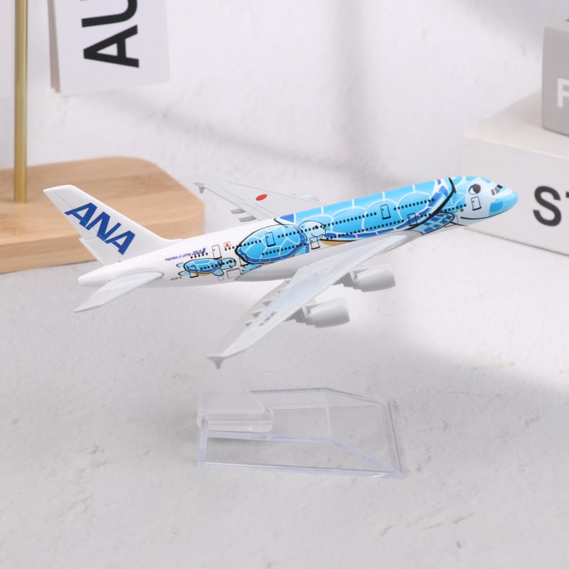 1 Satz Blaue Meeresschildkröte Airbus 380 A380 Airways Metalllegierung Diecast Flugzeug 16 cm Air Japan Ana Airlines Flugzeugmodell Spielzeug