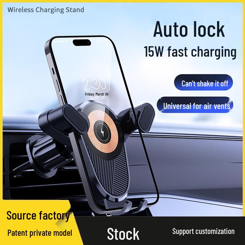 360° Rotating Wireless Charging Car Phone Mount for Air Vent & Dashboard.
