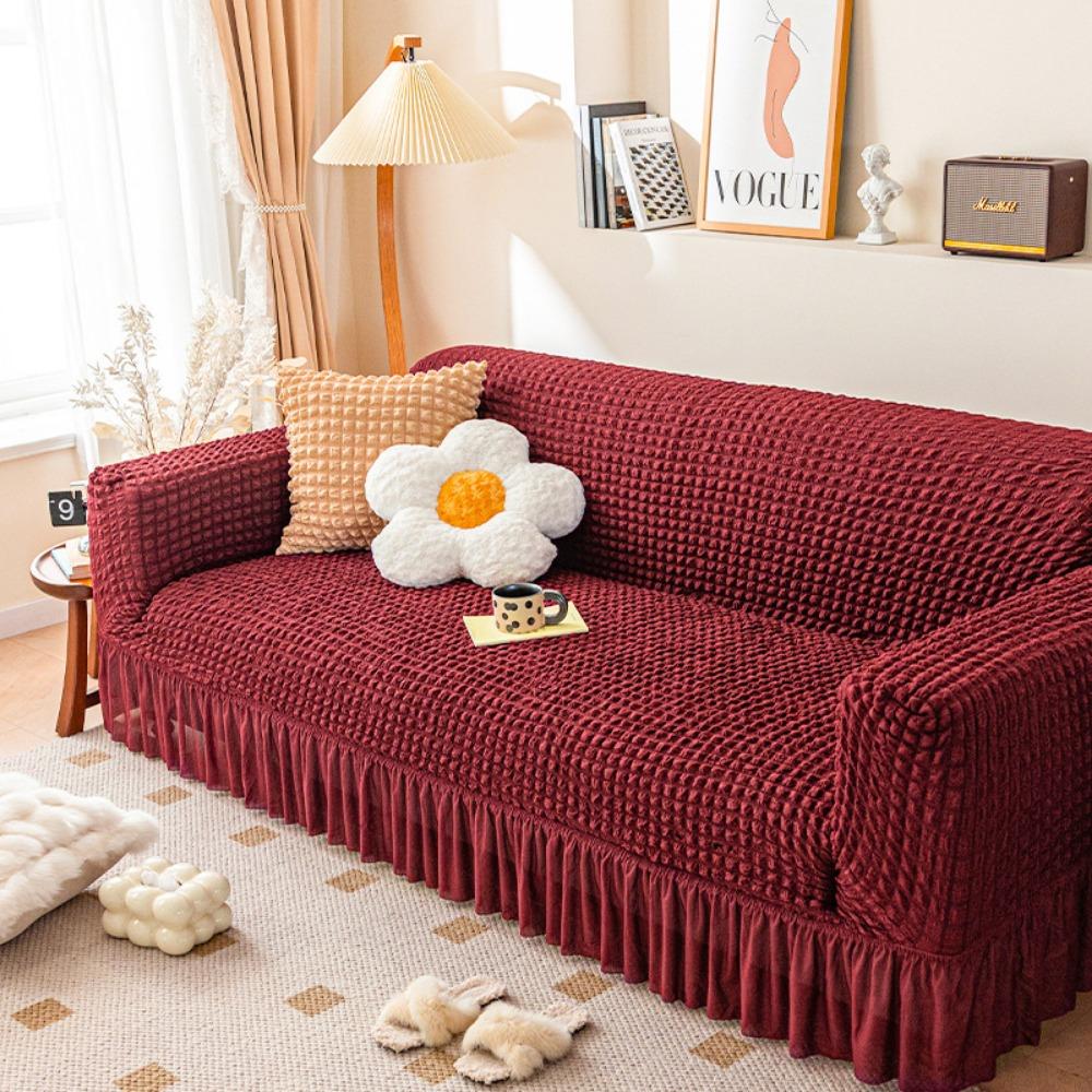 Bubble Fabric Sofa Cover Stretchable Elastic Slipcover Nordic Style for Single Double Triple Seater Cushion