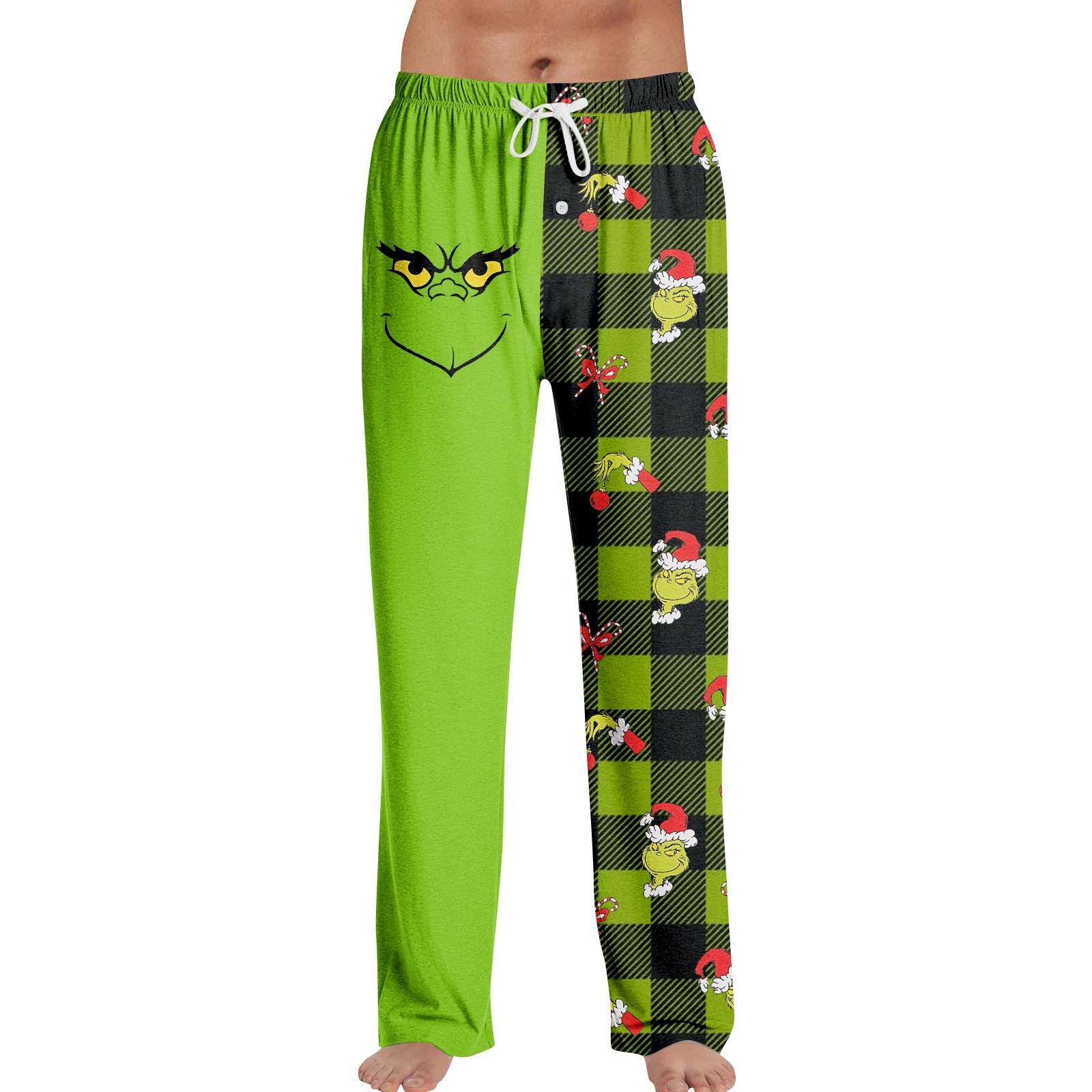 

Men s Fashion Loose Christmas Festival Printed Casual Pants Home Pajama Pants L армія зелений колір