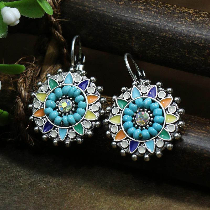 53 Styles Bohemian Vintage Tibetan Silver Geometric Drop Earrings For Women Ethnic Blue Stone Tassel Dangle Earrings Jewelry