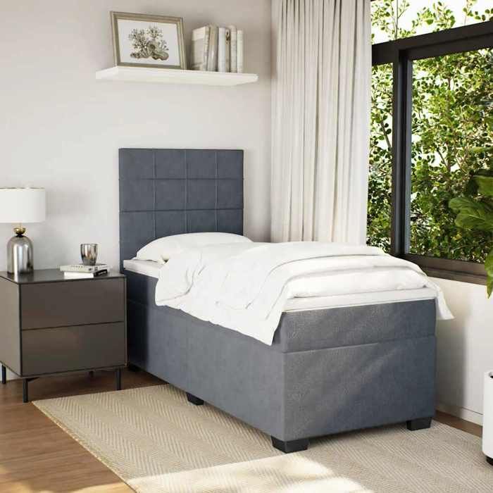 Maison Exclusive - Sommier à lattes de lit avec matelas Gris foncé 100x200 cm