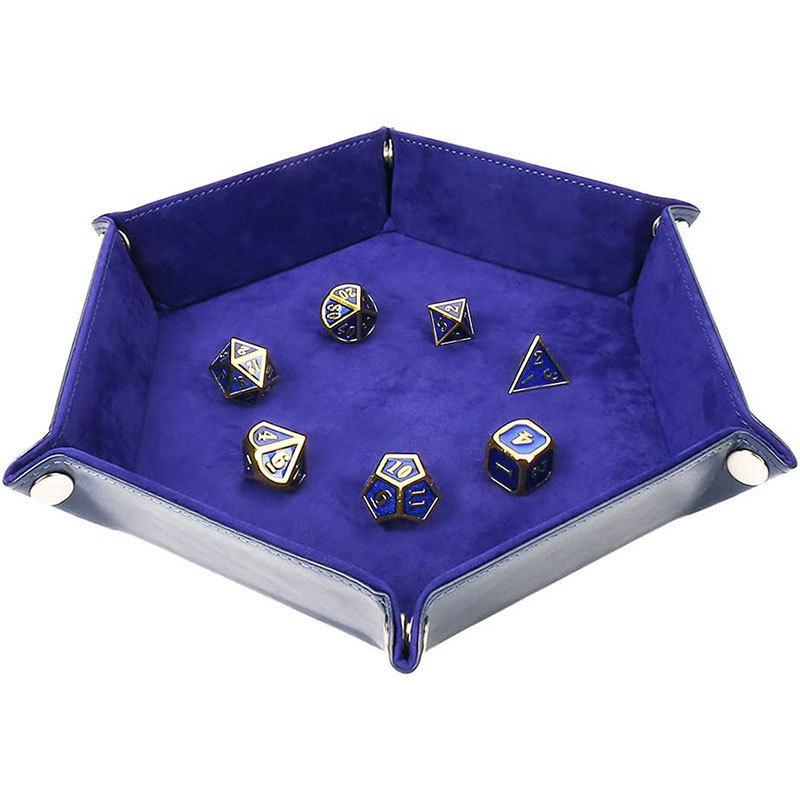Hexagonal PU Leather Dice Tray - Board Game Accessories & Sundries Storage Box