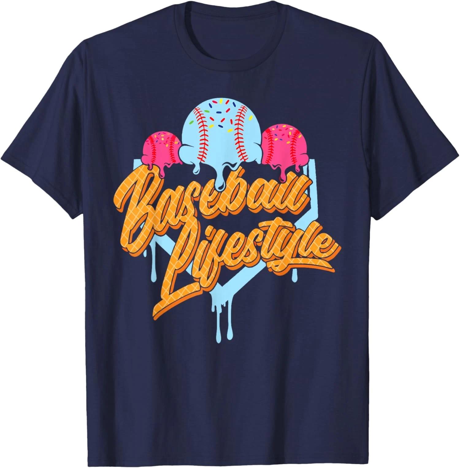 Funny Baseball Lifestyle Home Plate Ice Cream Drip T shirt 2XL