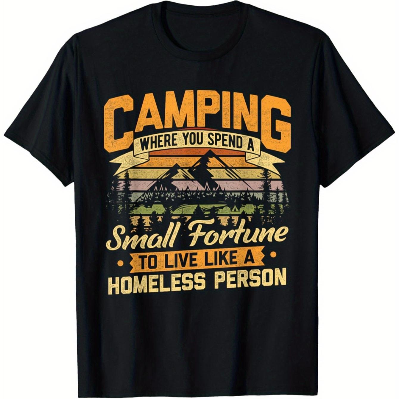 Camping Graphic TShirt 100 Cotton ONeck Short Sleeve Summer Casual Mens Tshirt Streetwear S
