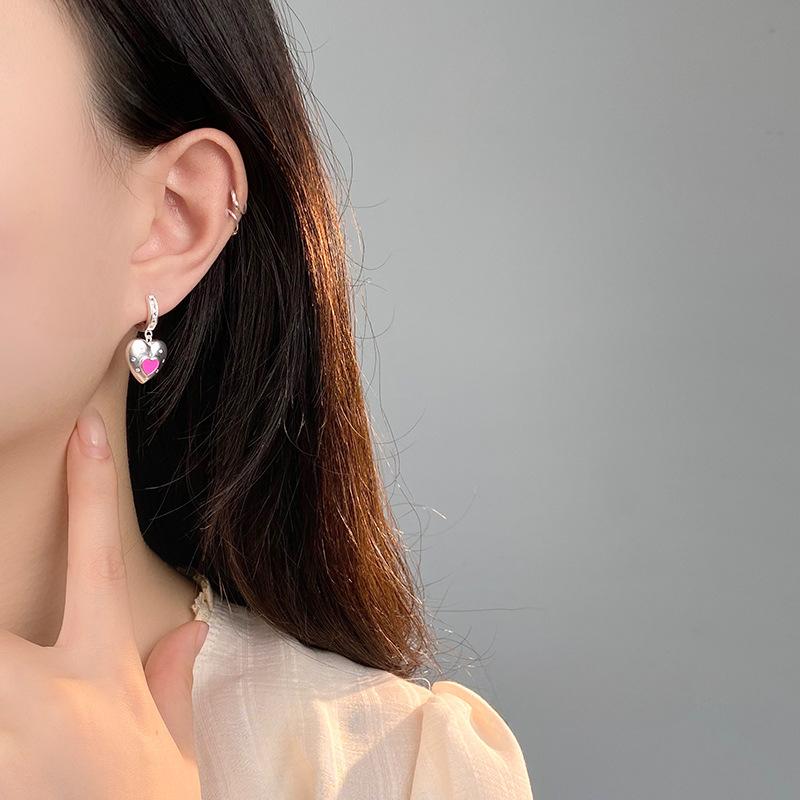 Personalisierte Rosa Liebesstern Ohrknöpfe für Damenmode Süßer und Cooler Stil Ins Ohrringe