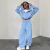 Casual Suit Women's Hooded Laced Cardigan Elastic Trousers Two-piece Set