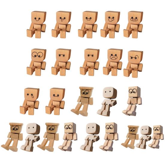 1/2/3Pcs Shaking Wooden Man Figurine Handmade Shaking Feet Wooden Doll Car Dashboard Desktop Decoration Ornament
