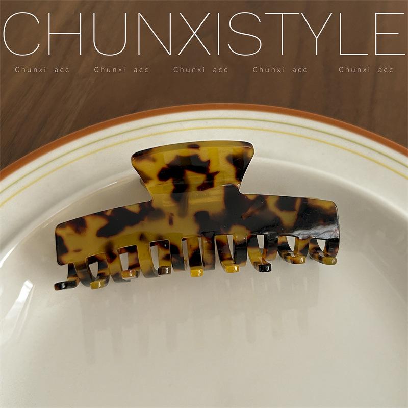 Dark Series Tortoiseshell Leopard Acetate Claw Clip: Large/Medium Hair Clip for Women