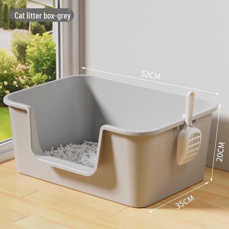 Anti-Splash Open-Top Cat Litter Box with Deodorant for Large Cats
