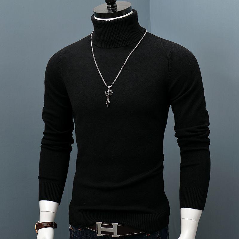 Men's Korean Style Turtleneck Knitted Sweater: Autumn/Winter Thick, Trendy, Plus Size Loose Pullover.