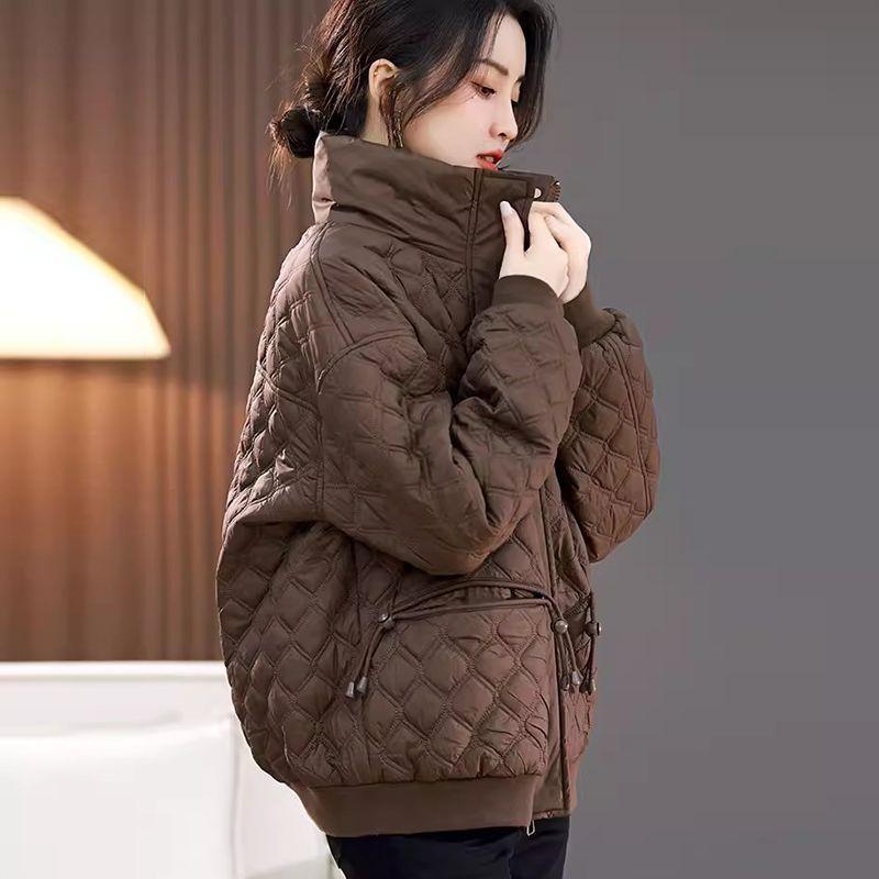 Cappotto Corto in Cotone Imbottito di Piumino Taglie Forti Stile Europeo di Alta Gamma per Donna, Autunno Inverno Casual Caldo