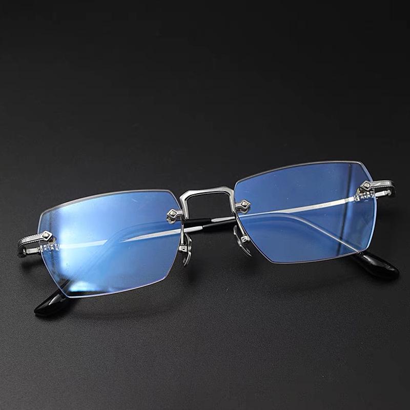 2026 Rimless Metal Frame Retro HD Anti-Blue Light Men's Reading Glasses for Seniors