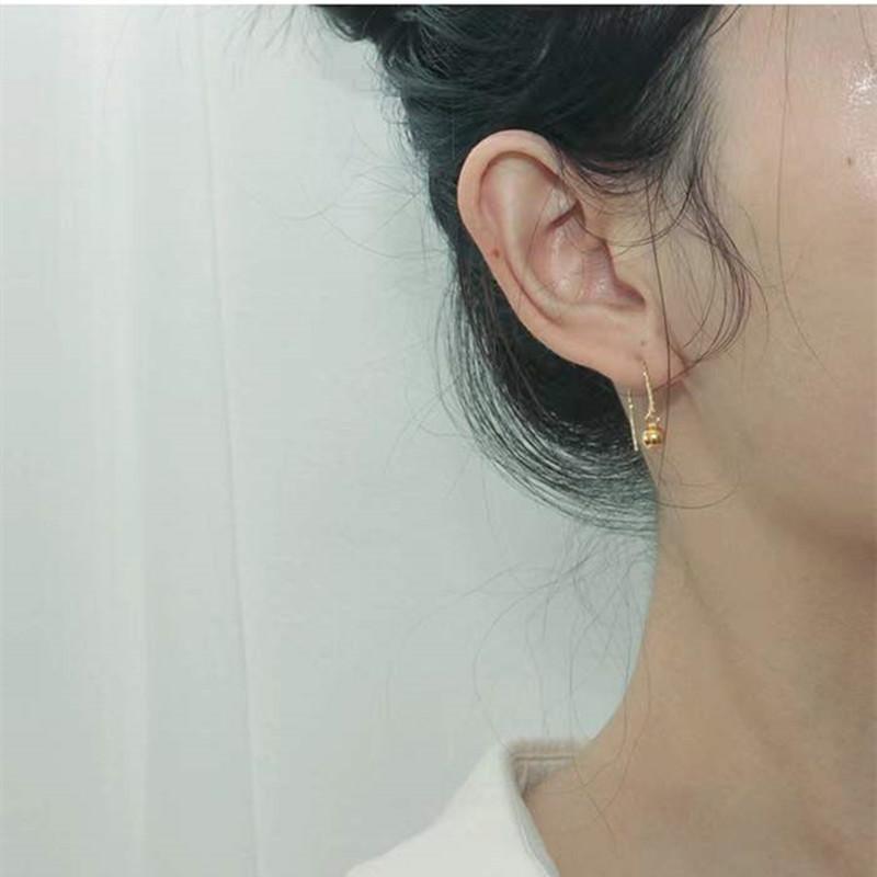 Full-Body S925 Sterling Silver Lucky Beads Earrings Women's Design Light Luxury Personalized and Simple Earrings Anti-Allergy