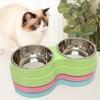 Stainless Steel Pet Drinking Dish Feeders Cat Puppy Feeding Supplies Small Dog Accessories Double Pet Bowls Dog Food Water Basin Meal Utensils 1pcs