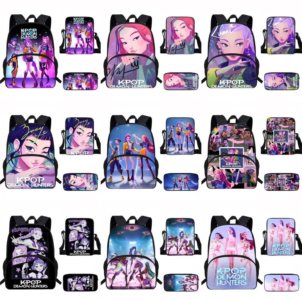 Hunters Demon Kpop Child School Backpack Set Breathable Fabric Primary Students