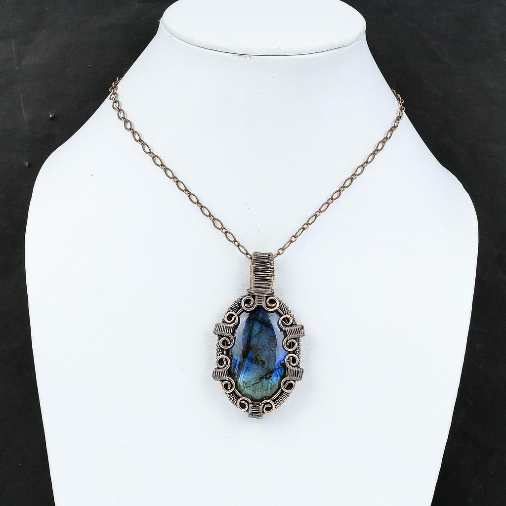 Labradorite Pendant Copper Wire Wrapped Pendant Handmade Wire Wrap Jewelry Genuine Gemstone Pendant Amazing Copper Jewelry Pendant For Gifts