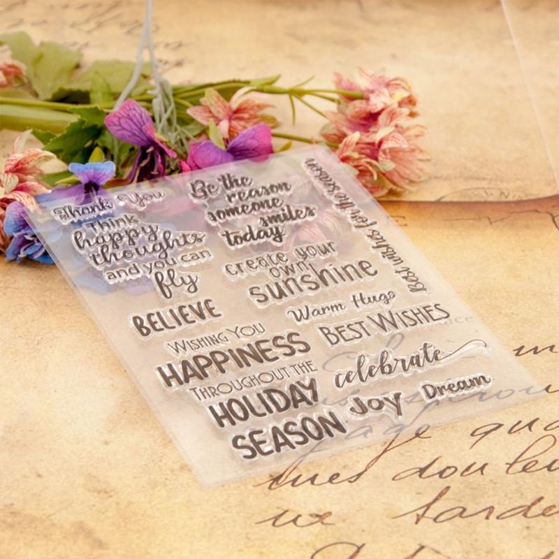 Blessing Words Clear Stamp for Cardmaking Scrapbooking Photo Album Journal Planner Decoration, Background Silicone Stamp