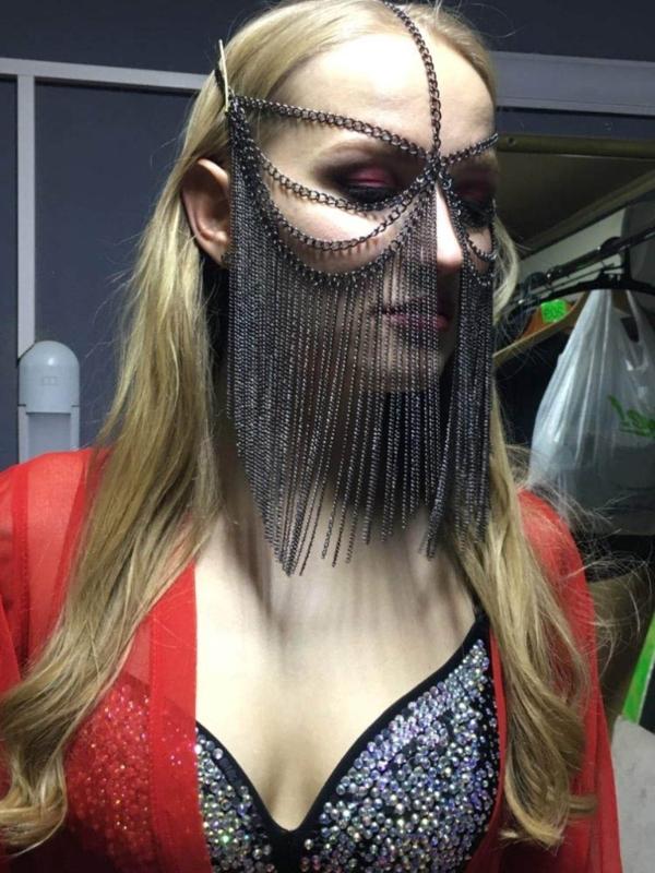 Fashion Head Chain Masquerade Mask Punk Tassels Face Chain Party Mask Headwear Chain Jewelry Gift for Women Girls