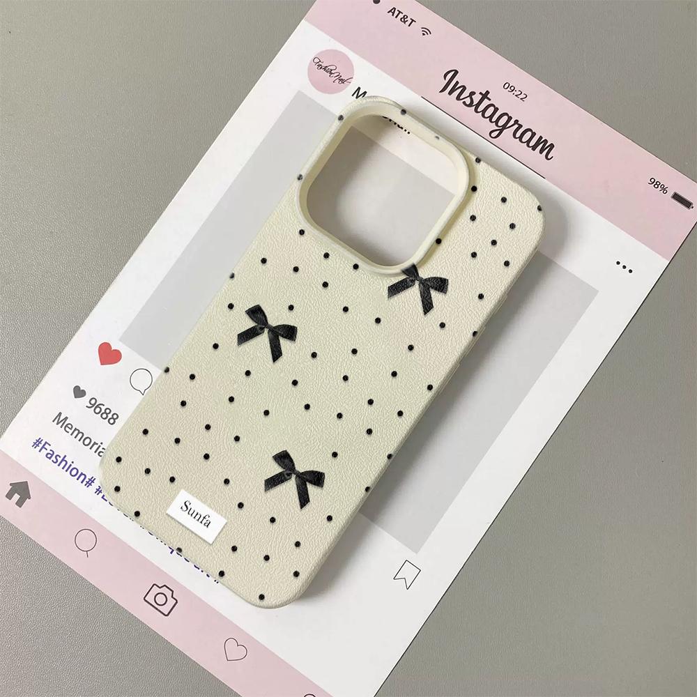

For IPhone 16 15 14 13 12 11 Pro Max Case Pink Bow Tie Lichee Pattern Silicone Cover For IPhone 16 Plus Soft Funda Case Funda iphone 15