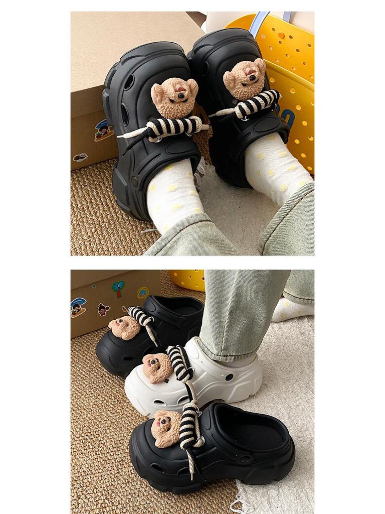 Adorable Kids' Non-Slip Puppy Clogs for Girls - 2025 Summer Beach Toe Slippers with Thick Soles