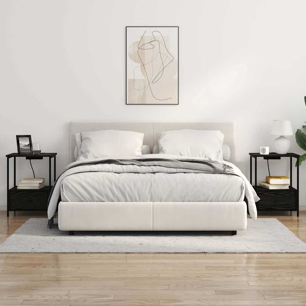 Nightstand Black Oak Look 42 x 41 x 56 cm Engineered Wood