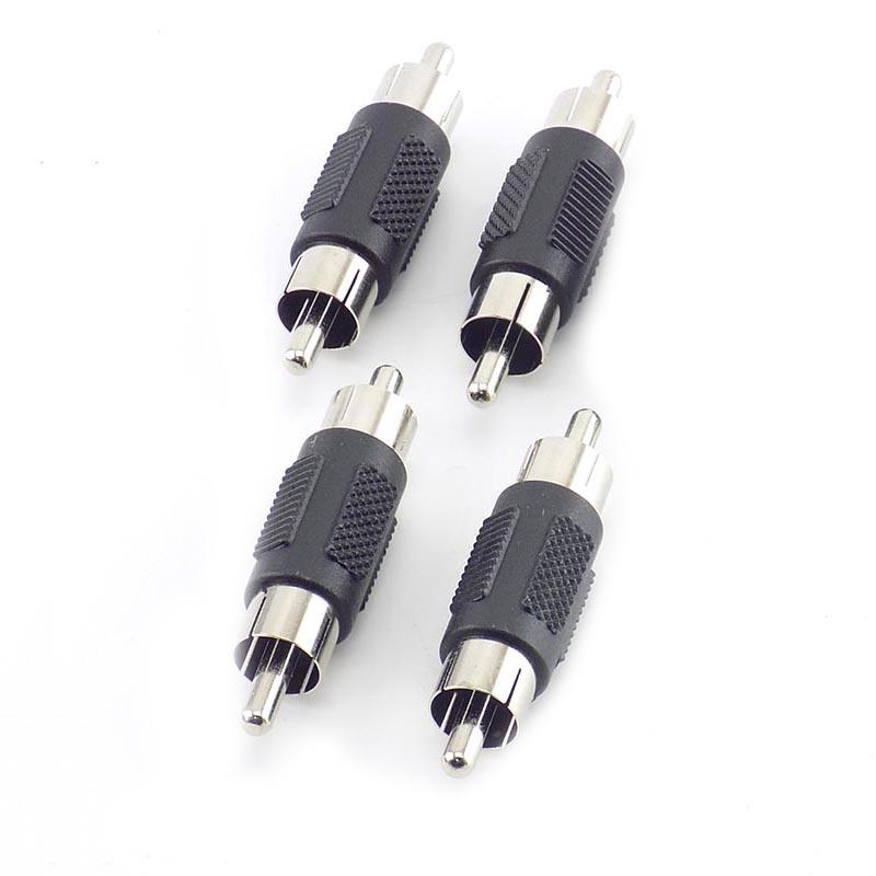 4 Pcs/lot Dual RCA Male To Male RCA Coupler Connector Adapter AV Cable Plug CCTV Connector Video Audio