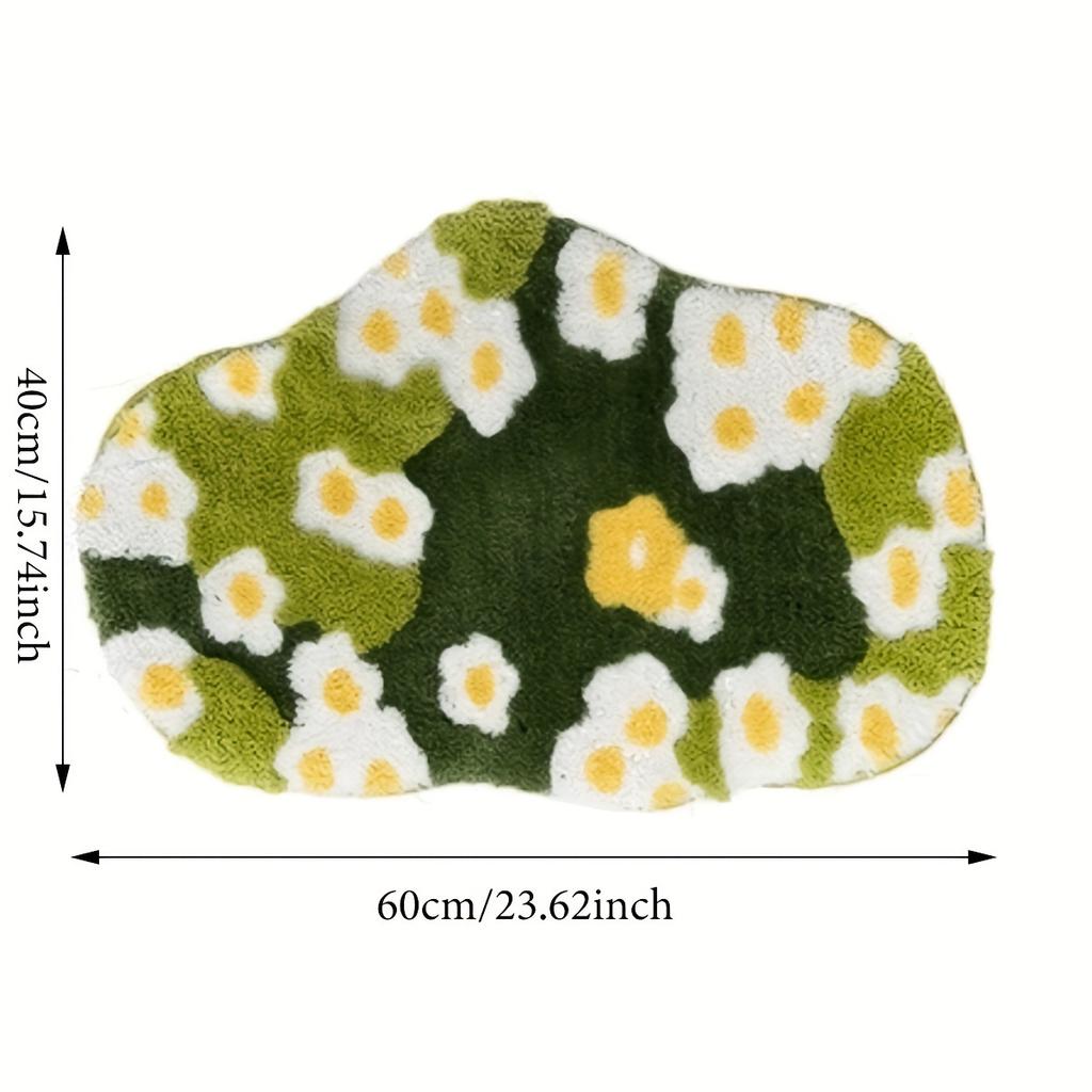 Beflockter Moosteppich, weich, rutschfest, schmutzabweisend, ideal für Schlafzimmer, Nachttisch, Wohnzimmer, Türöffnungen und Büros, Teppich mit Blumenmuster