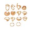 Geometric Ring Set Versatile Metal Line Winding Design Open Ring Niche High-end Women